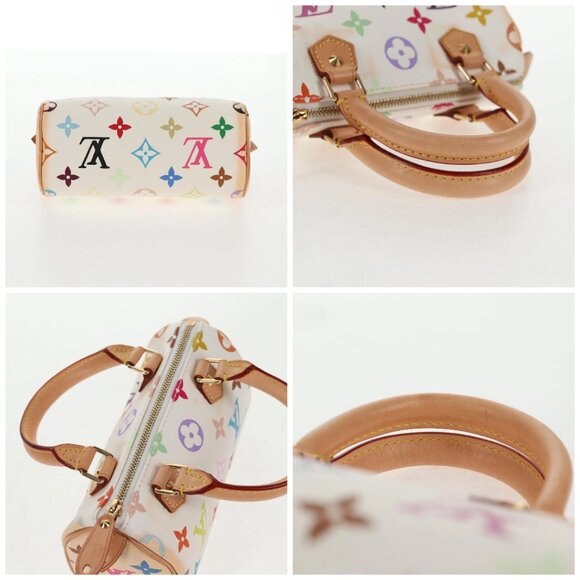 LOUIS VUITTON Monogram Multicolor Mini Speedy Hand Bag White M92645 Auth 143167A - Picture 15 of 16